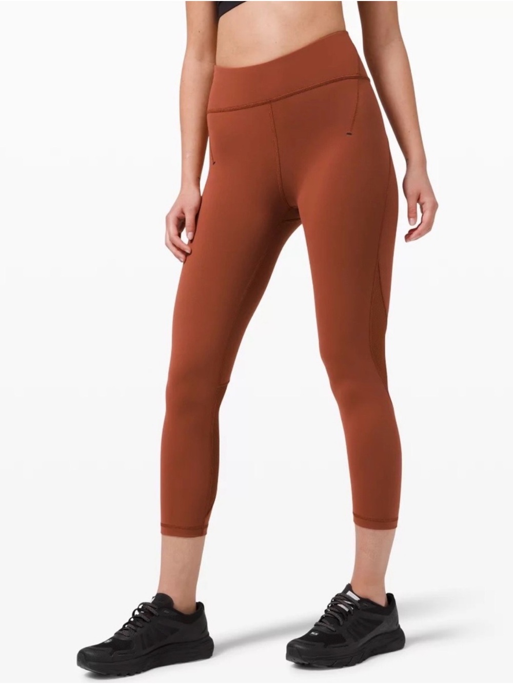 Lululemon Women's Everlux and Mesh High-Rise Crop 23" In Dark Terracotta Size 6